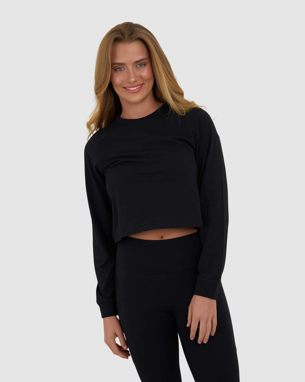 Model wearing Flex LS Tee - Black-White