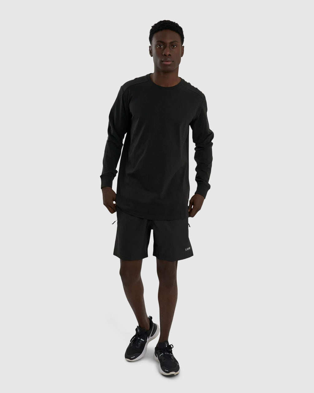 Model wearing Tab LS Tee - Black