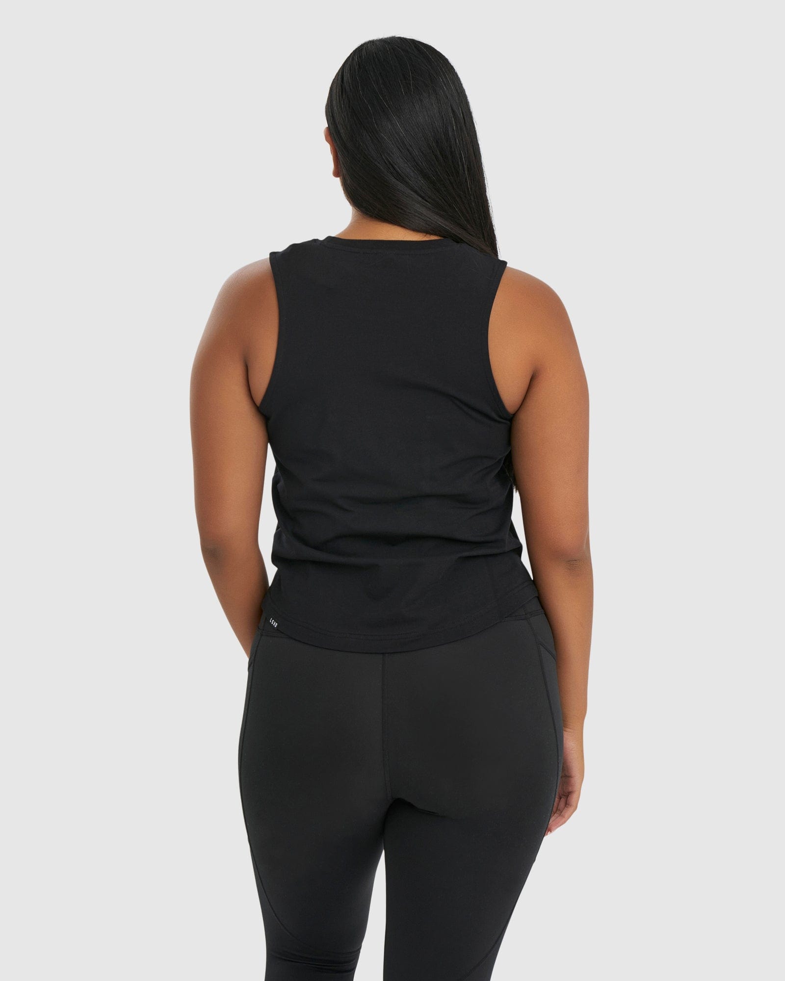 Model wearing Rep Tank - Black-Pastel Lilac