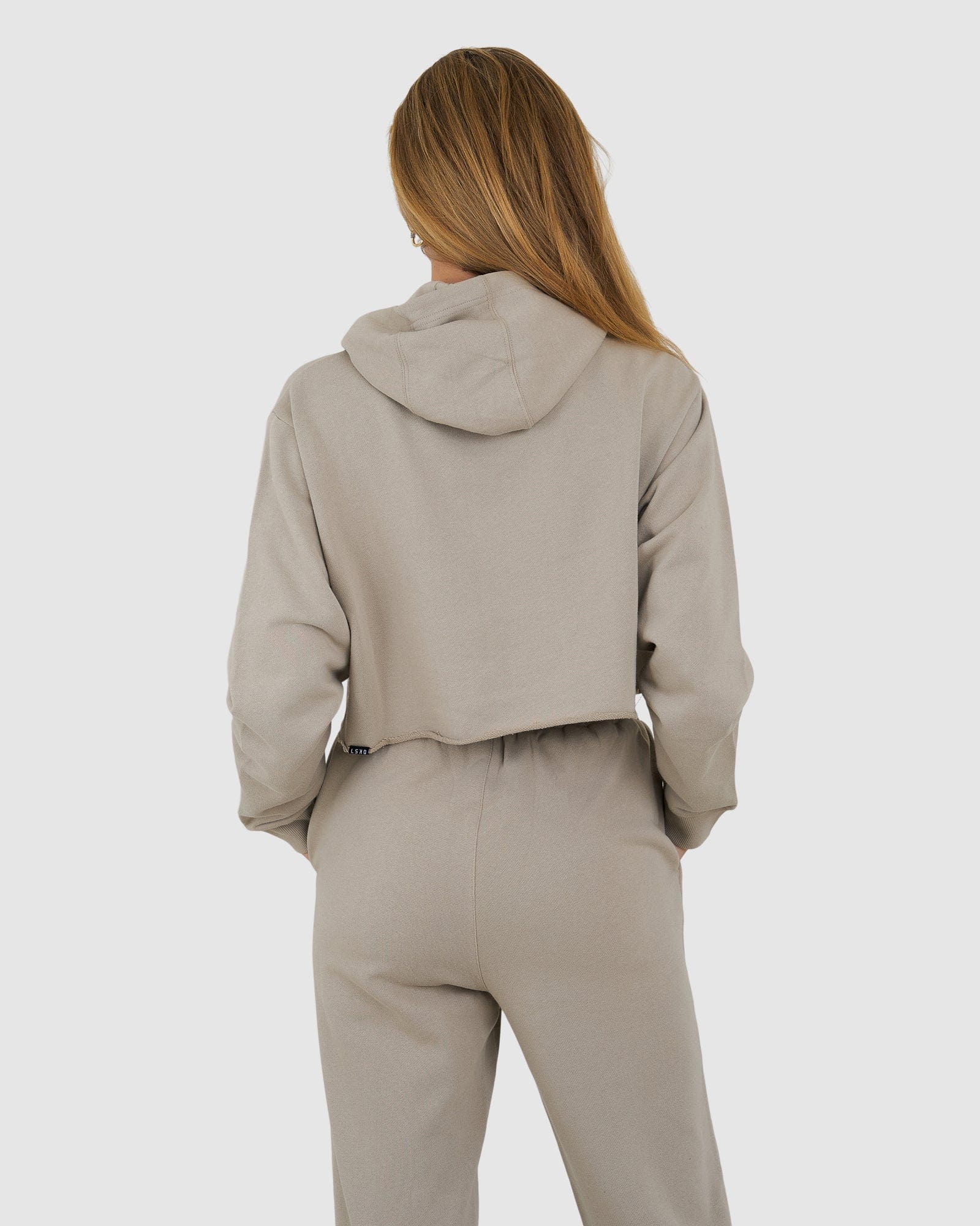 Model wearing Field Pullover - Stone