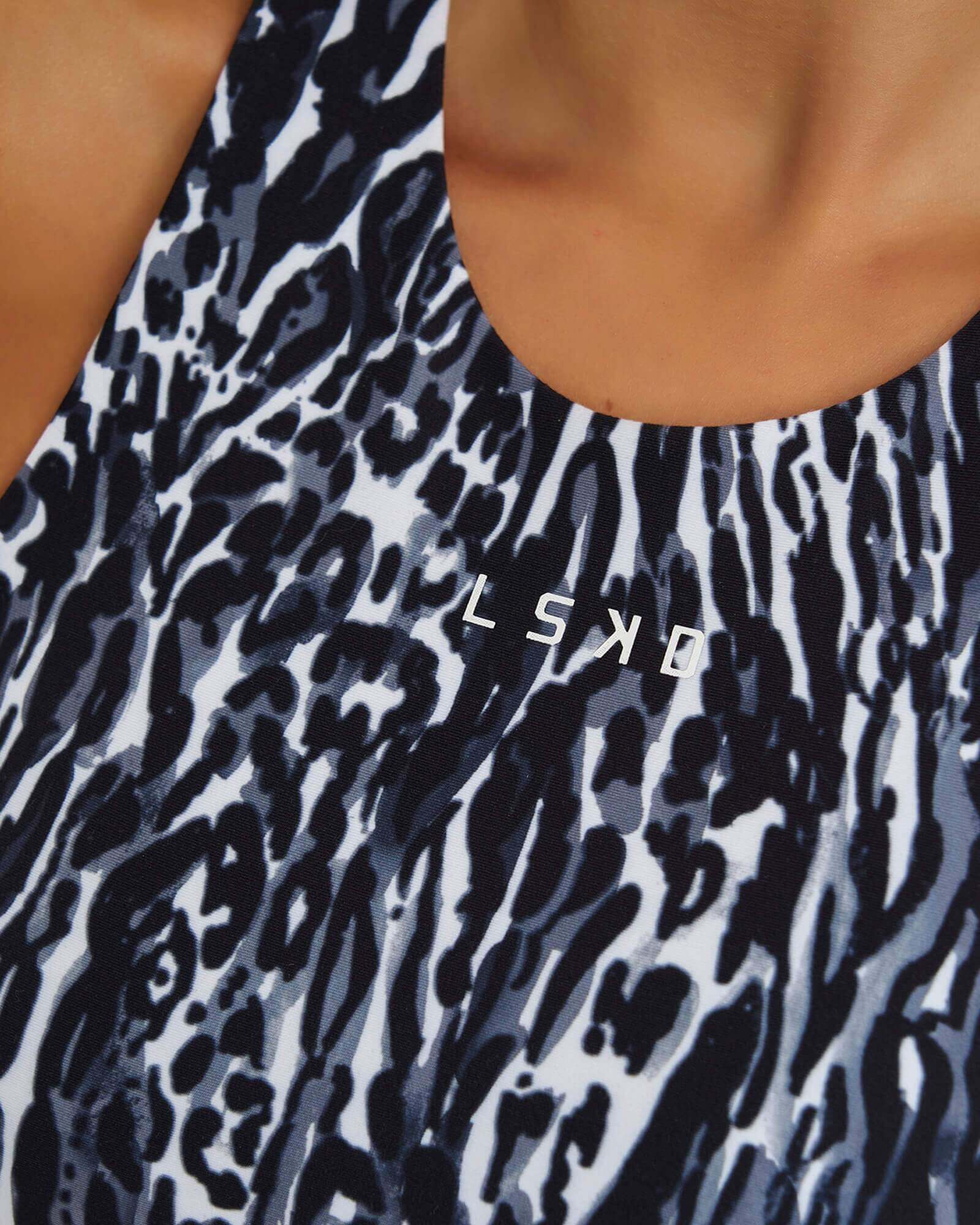 Model wearing Reformer Sport Tank - Night Leopard