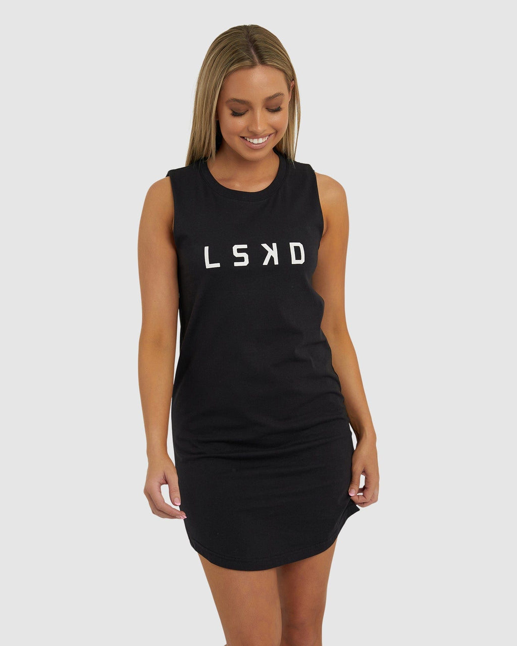 Model wearing Structure Dress - Black