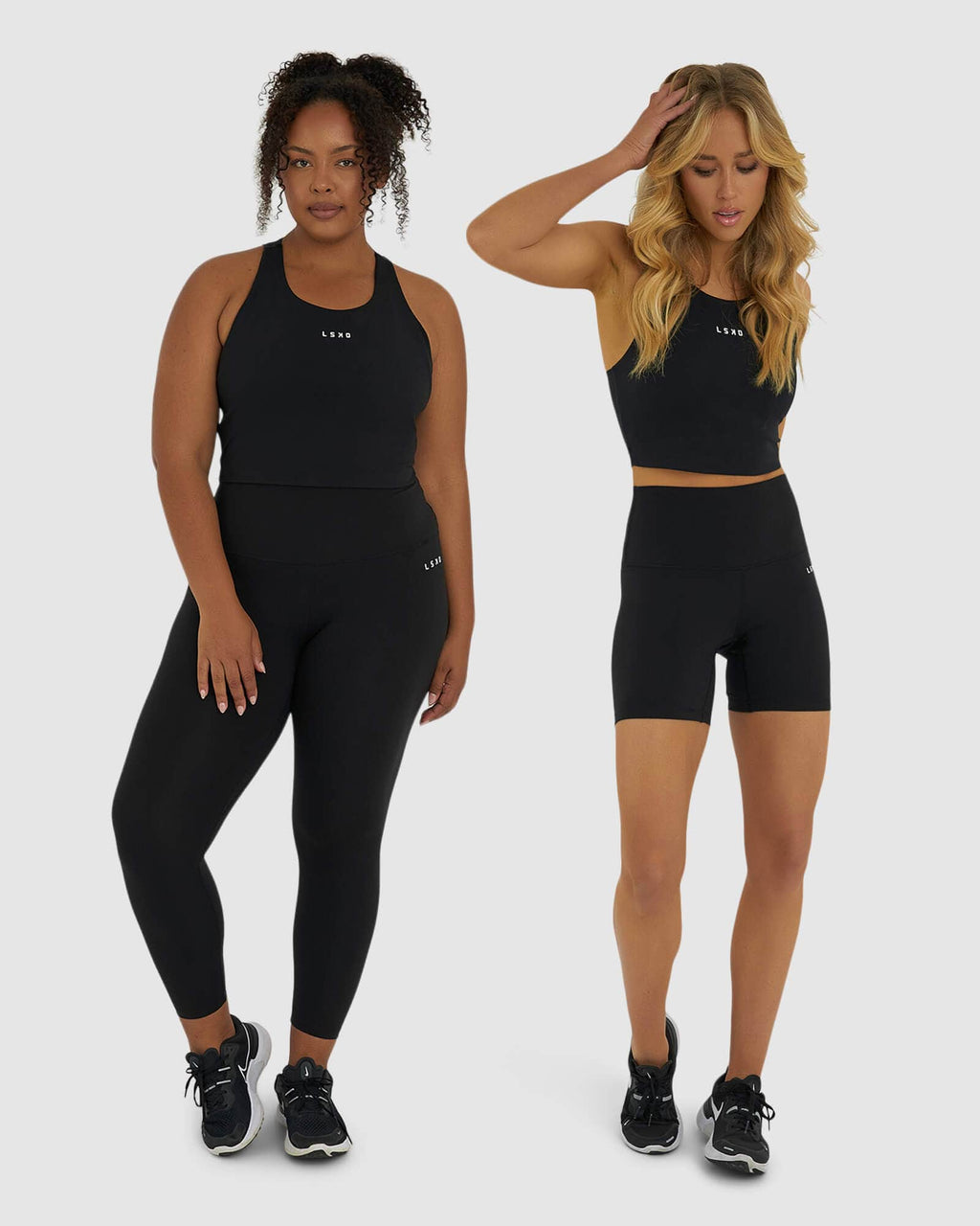 Model wearing Base Crop Tank - Black