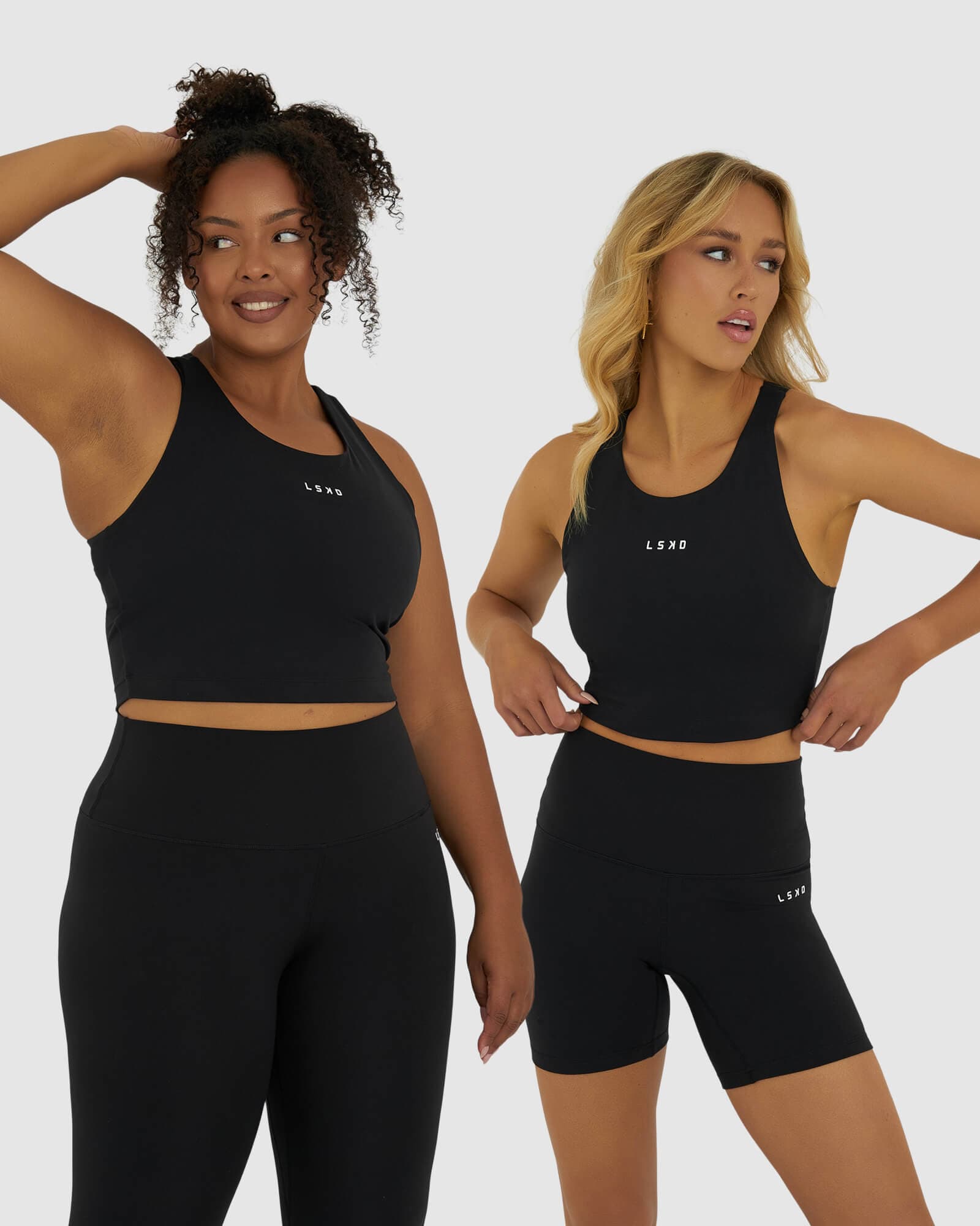 Model wearing Base Crop Tank - Black