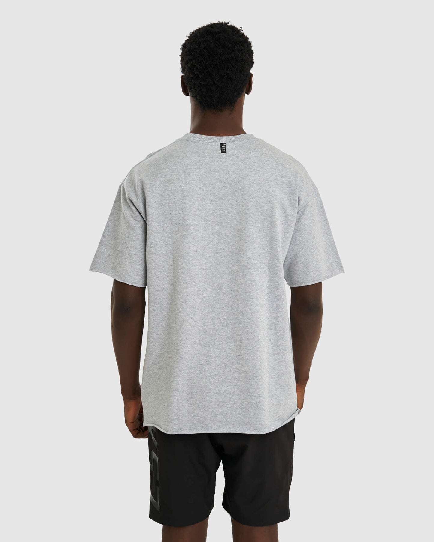 Model wearing Lift Heavyweight Tee Oversize - Lt Grey Marl