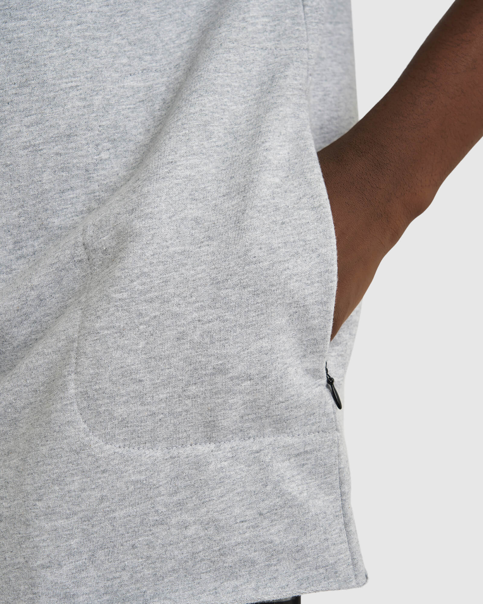 Model wearing Lift Heavyweight Tee Oversize - Lt Grey Marl