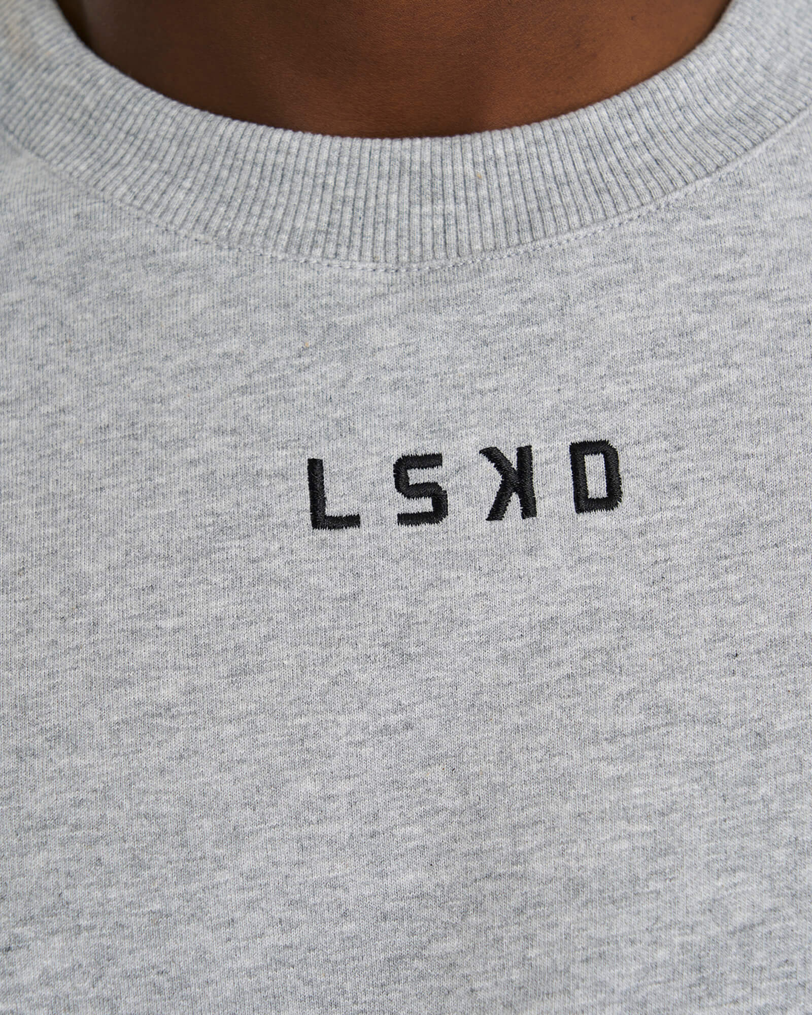 Model wearing Lift Heavyweight Tee Oversize - Lt Grey Marl