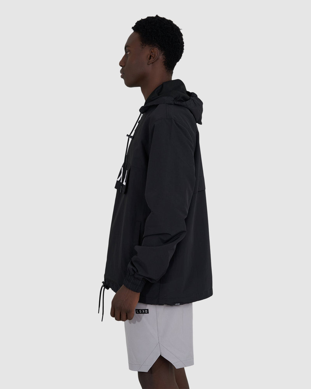 Model wearing Burrell Track Jacket - Black