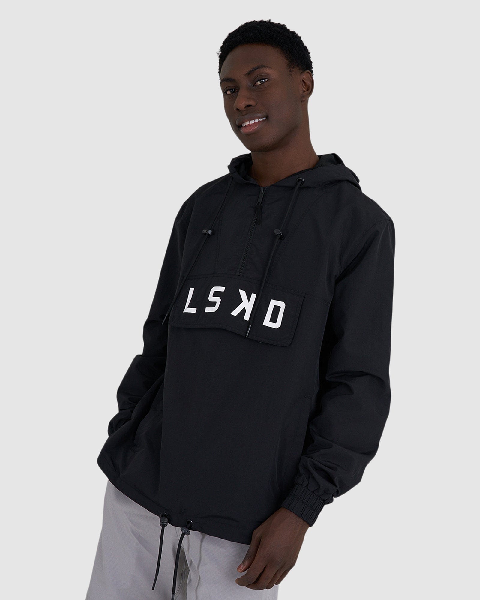 Model wearing Burrell Track Jacket - Black