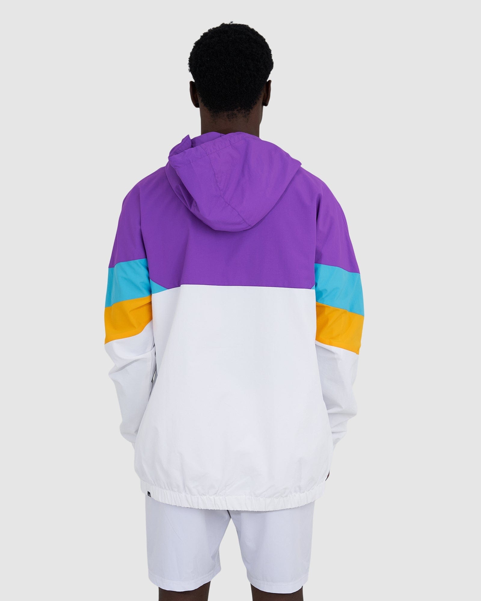 Model wearing Centre Court Track Jacket - White-Electric Lavender