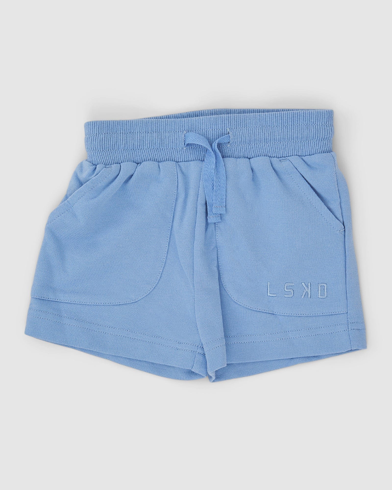 Model wearing Field Short (00-6) - Soft Blue