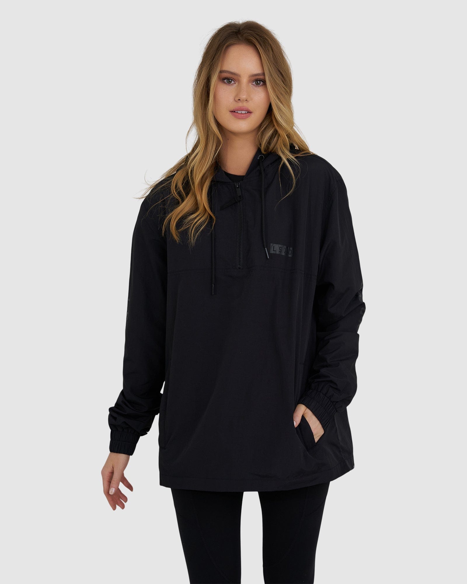 Model wearing Unisex Rodman Track Jacket - Black-Black