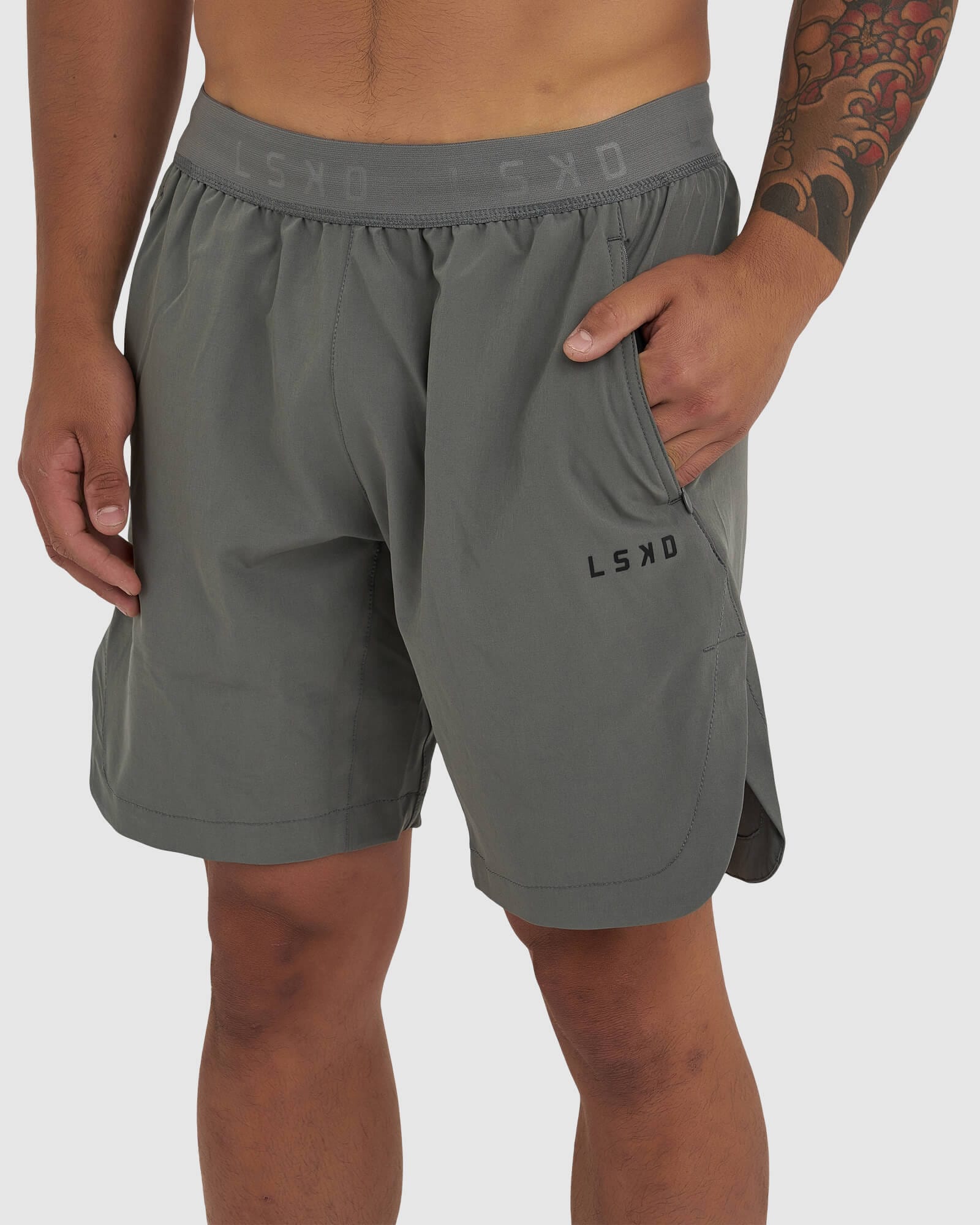 Model wearing Competition 8" Performance Short - Castlerock