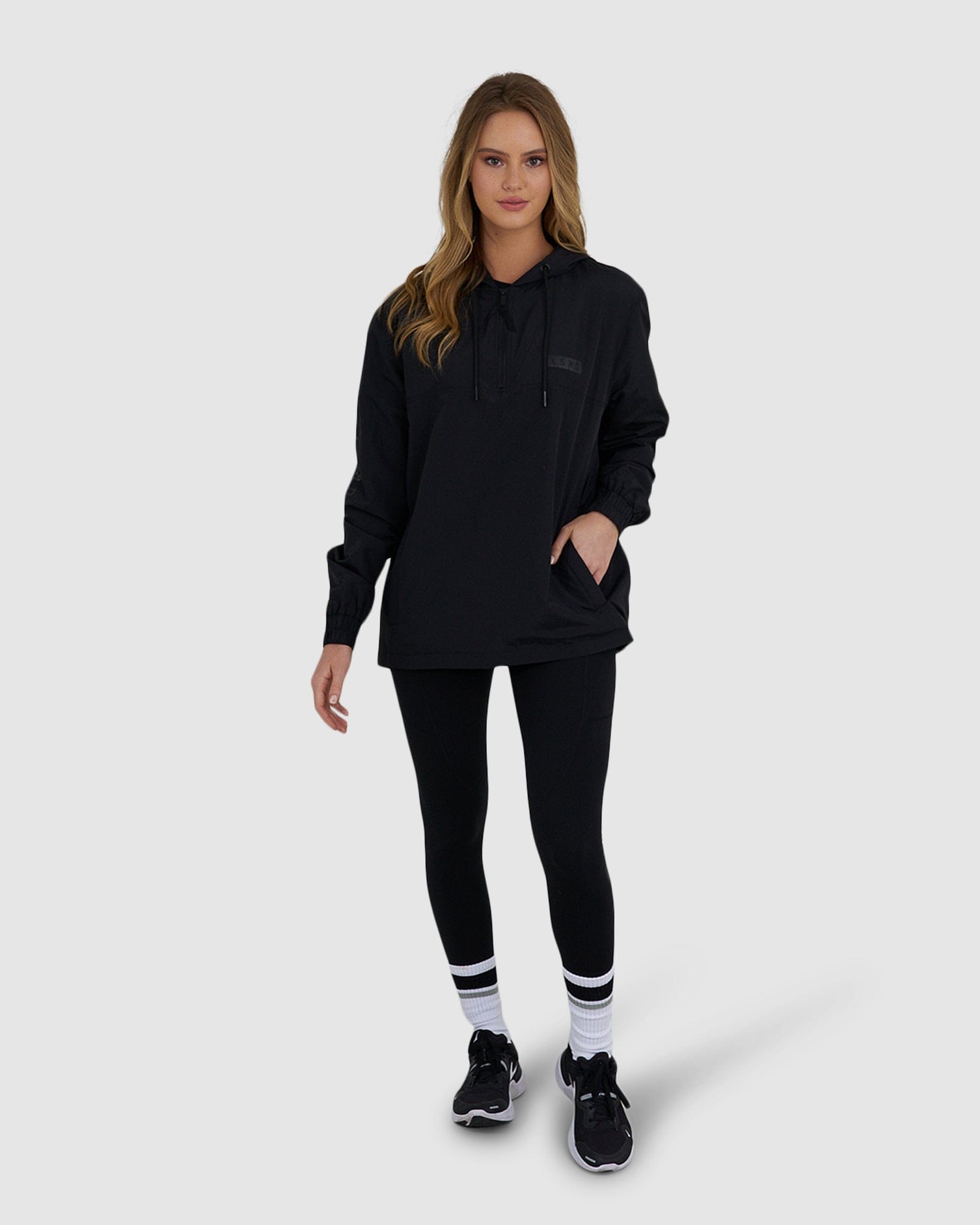 Model wearing Unisex Rodman Track Jacket - Black-Black