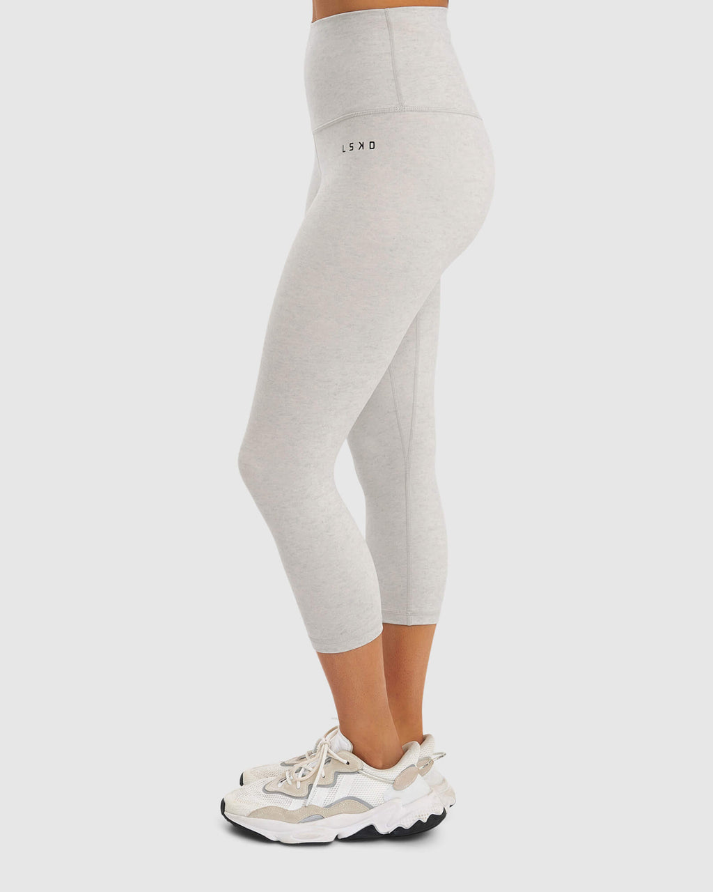 Model wearing Base 3/4 Tight - Lt Grey Marl