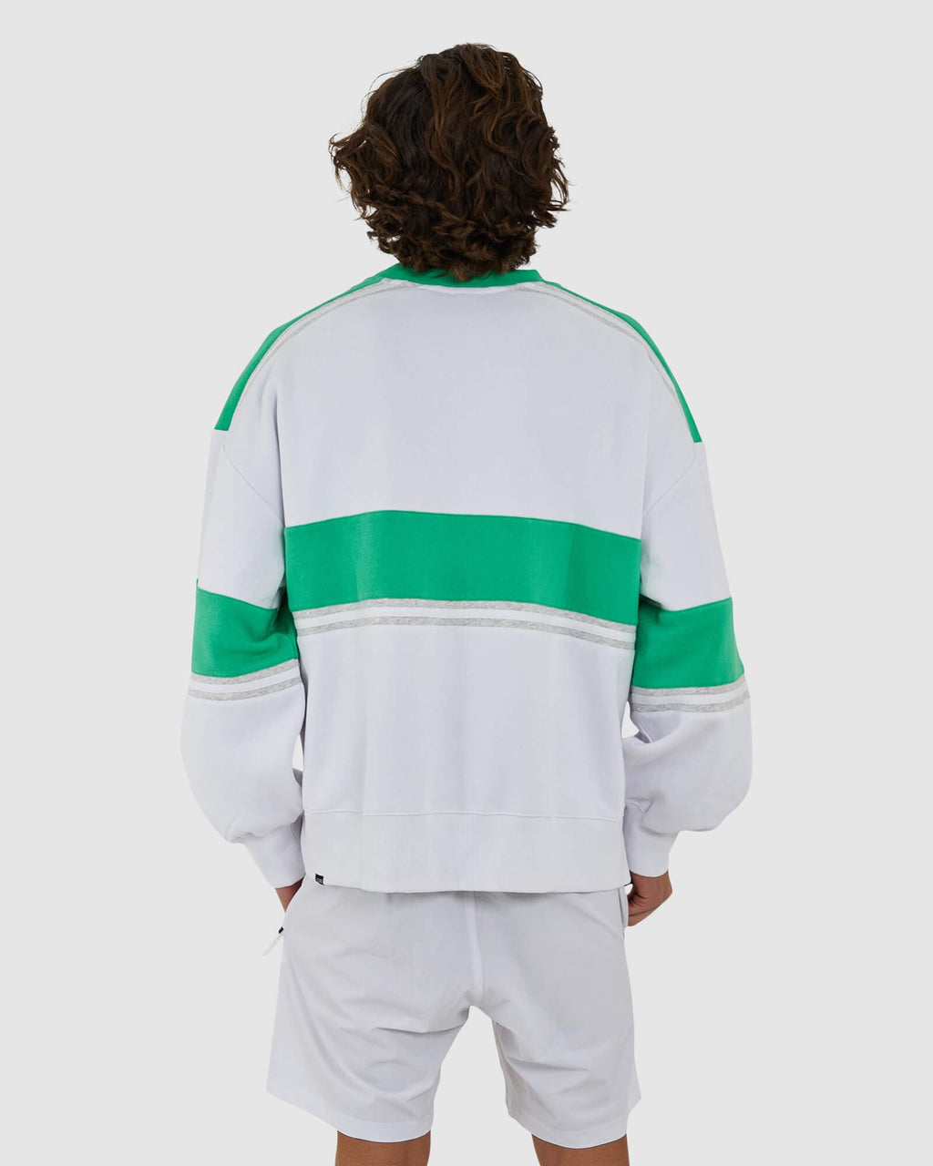 Model wearing Unisex A-Team Sweater Oversize - Apple Green