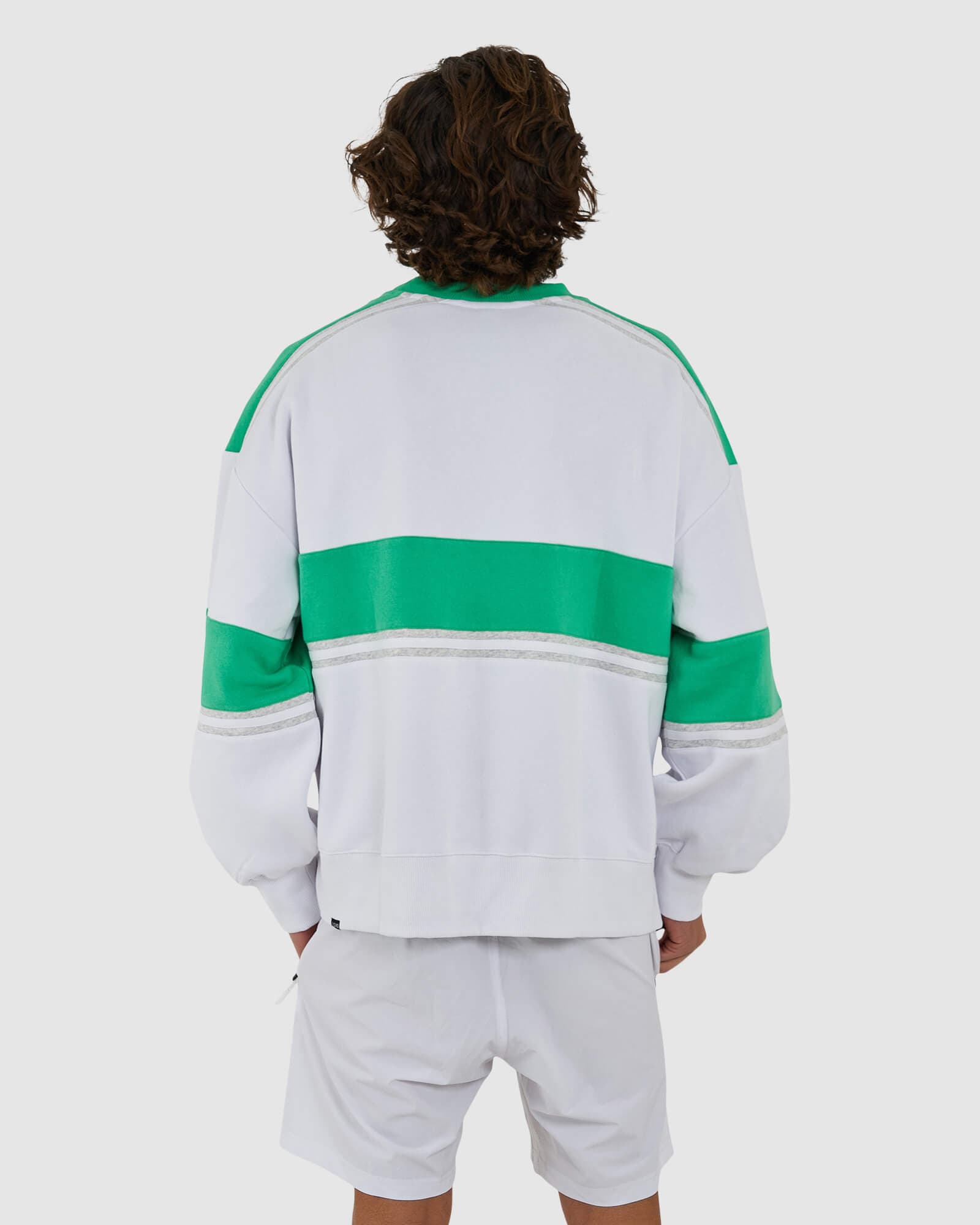 Model wearing Unisex A-Team Sweater Oversize - Apple Green