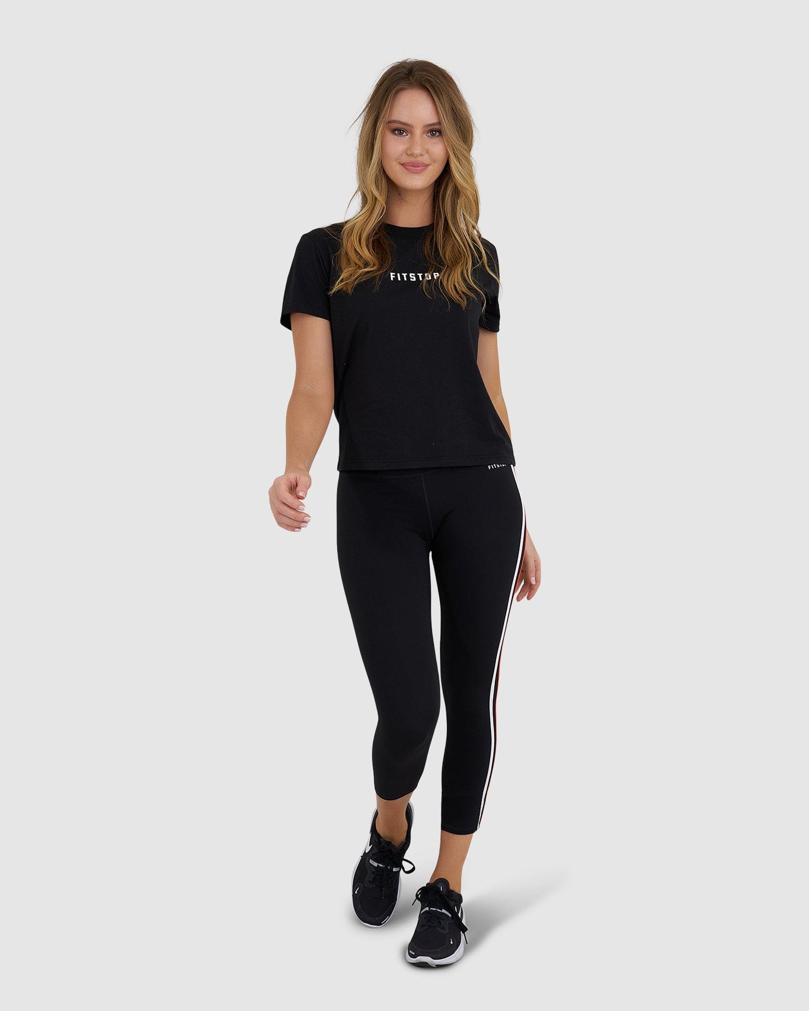 Model wearing Fitstop Fast Tee - Black