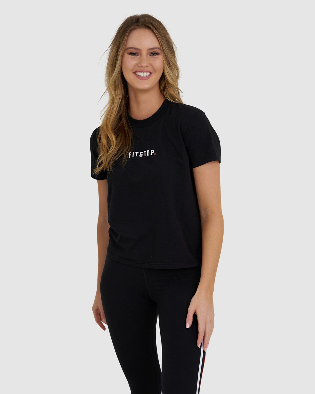 Model wearing Fitstop Fast Tee - Black