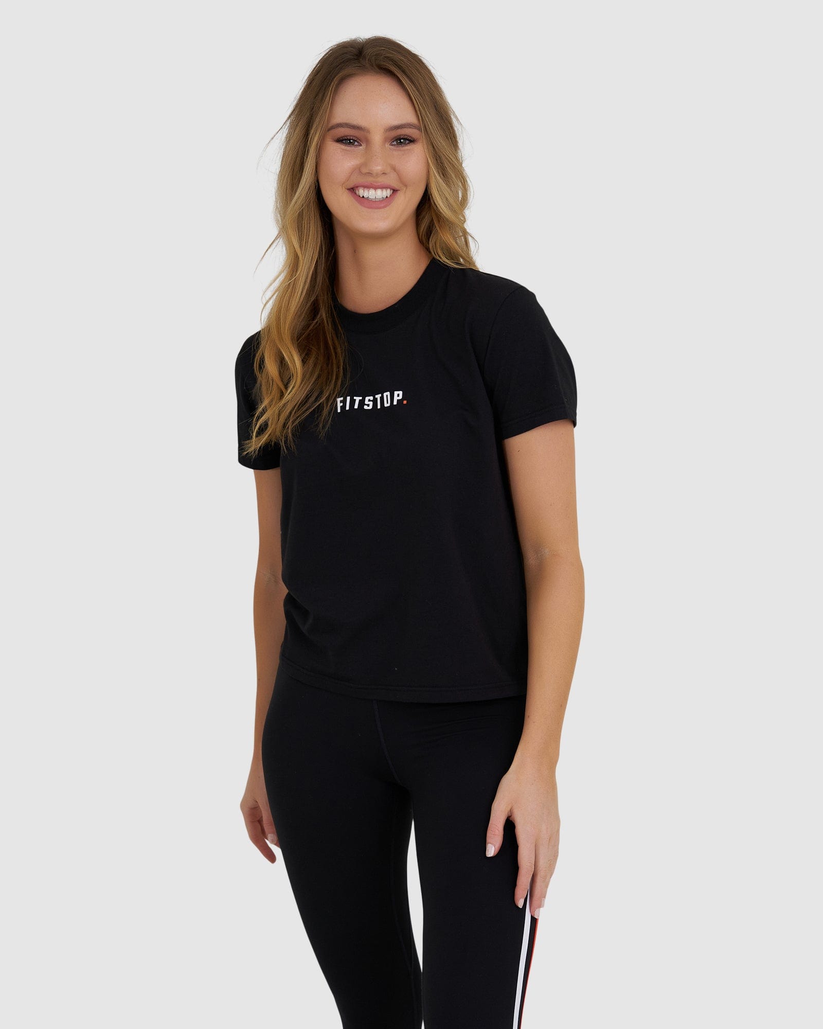 Model wearing Fitstop Fast Tee - Black