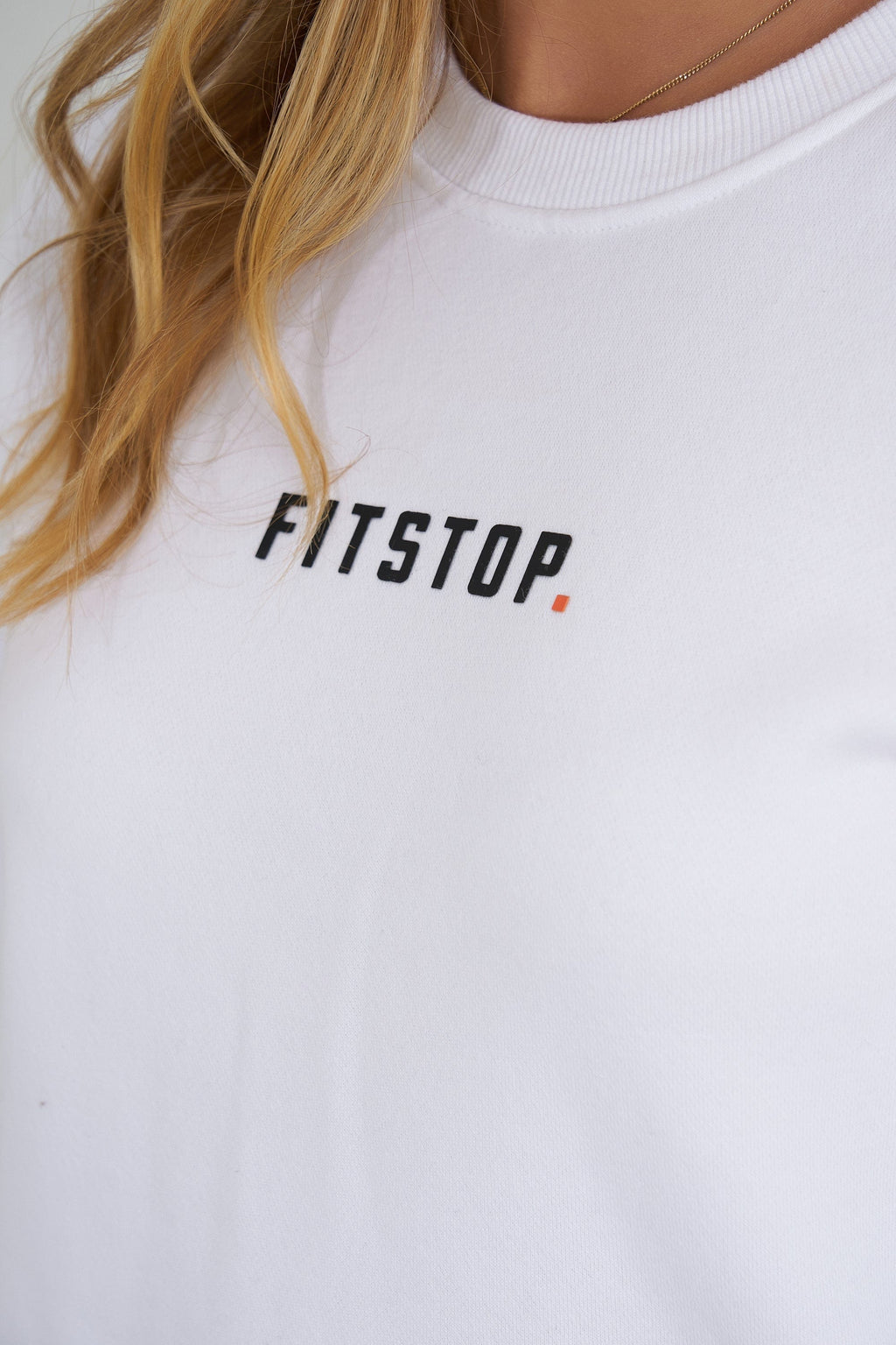 Model wearing Fitstop Functional Sweater - White