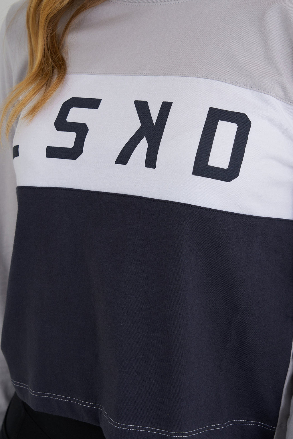 Model wearing Dough LS Tee - Ink