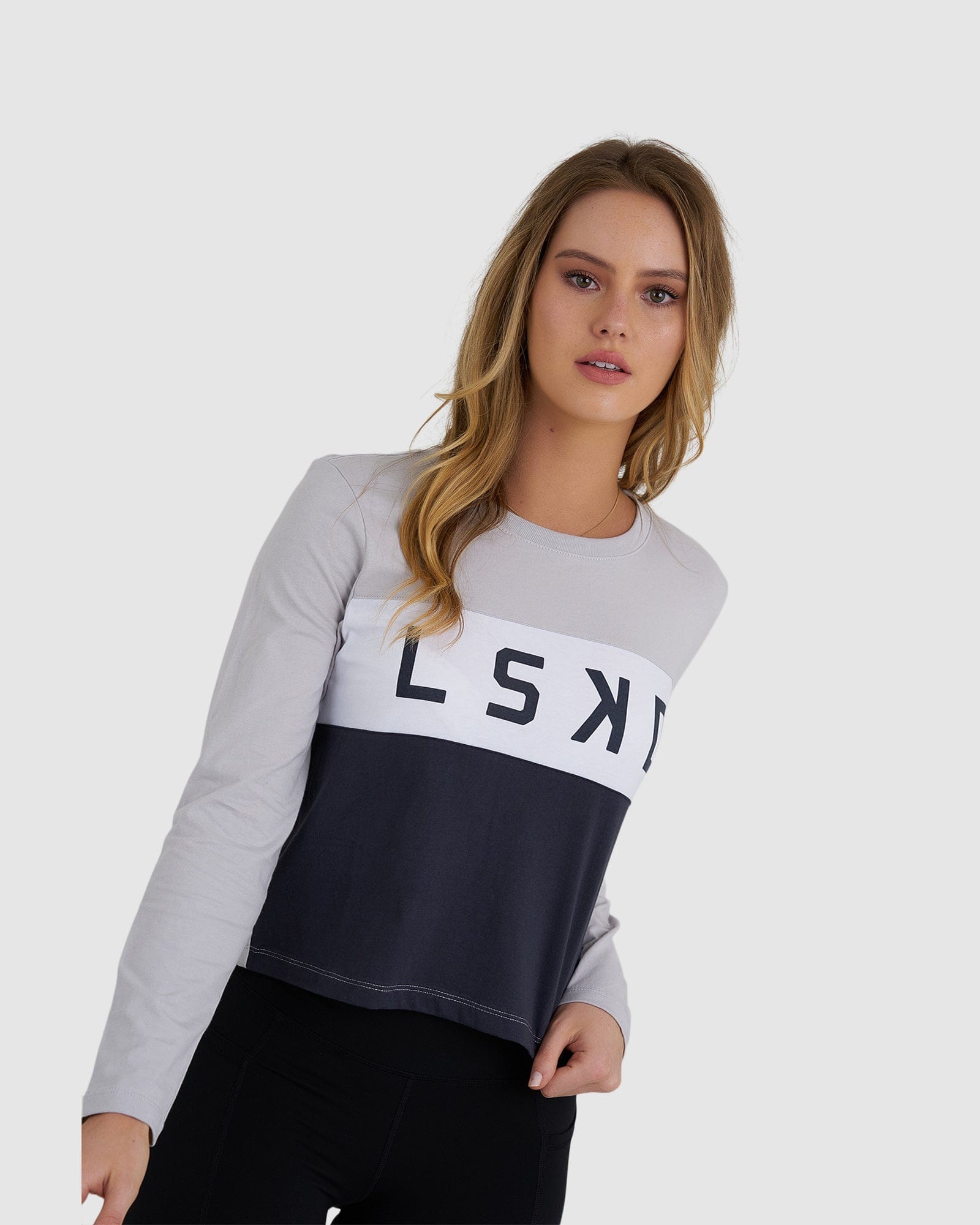 Model wearing Dough LS Tee - Ink