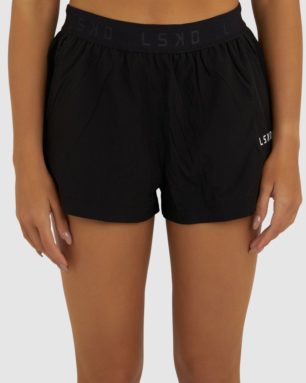 Model wearing Competition Performance Short - Black