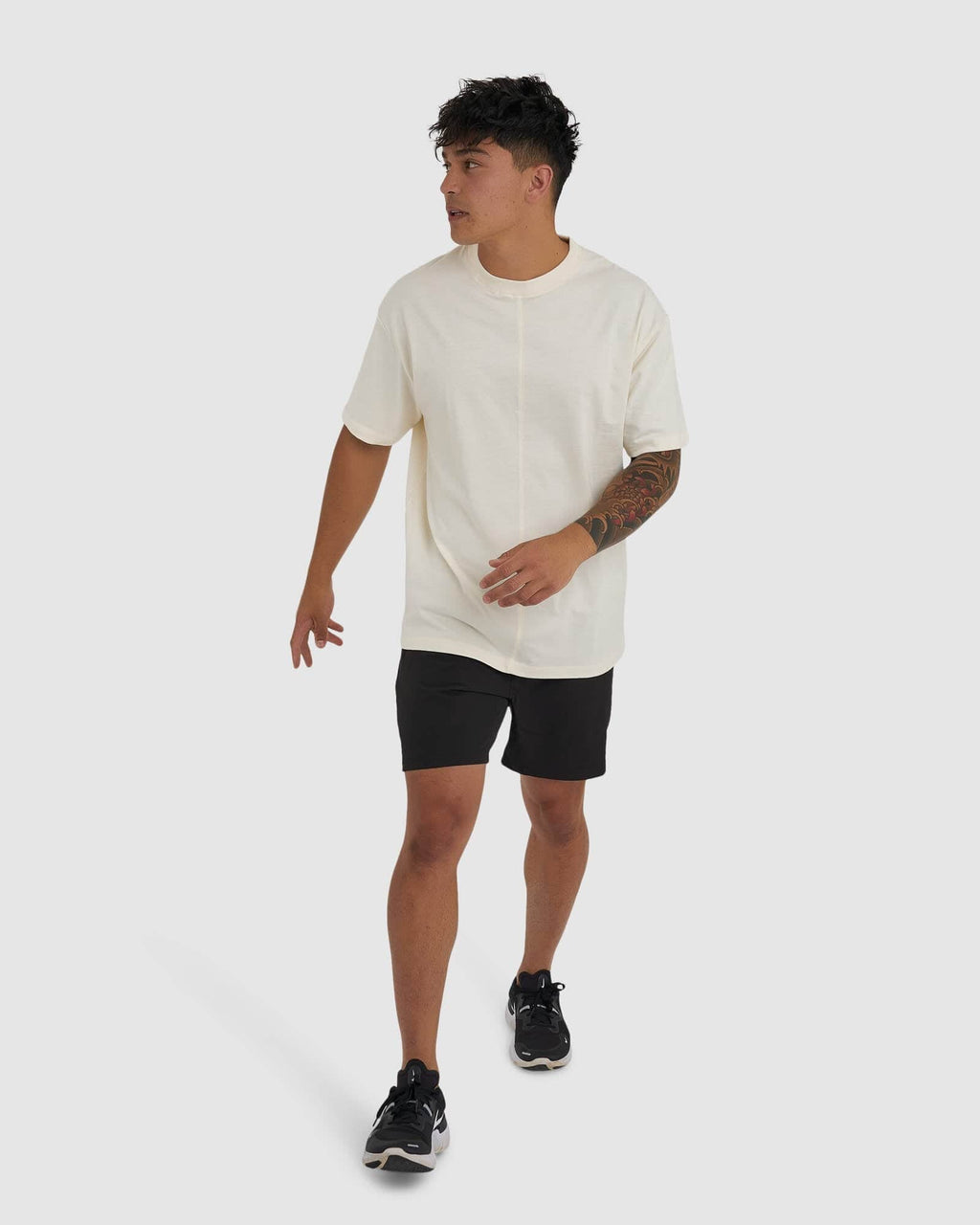 Model wearing Heavy Hitter Heavyweight Tee Oversize - Creme