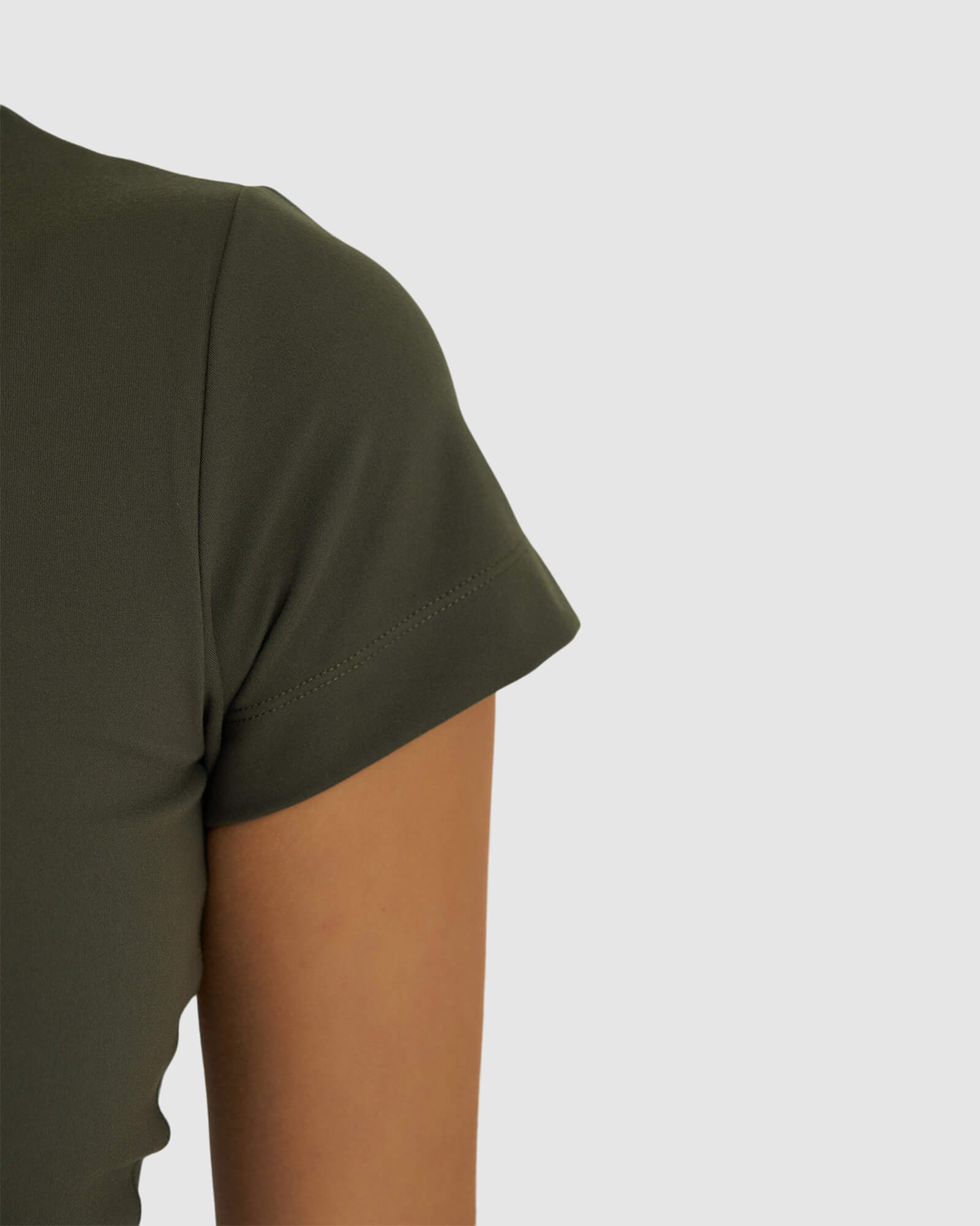 Model wearing Base Crop Tee - Forest Night