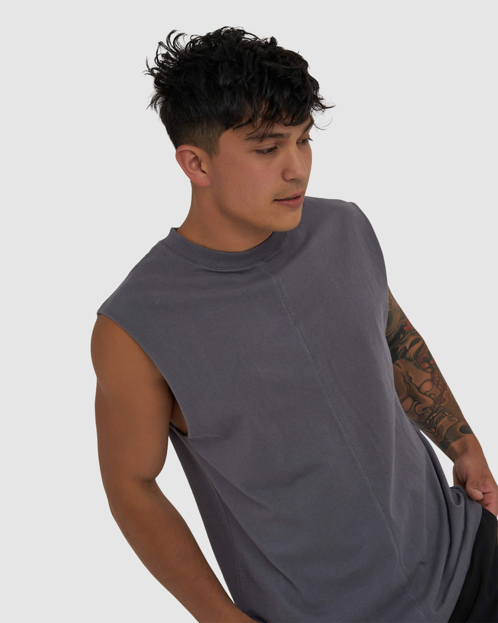 Model wearing Heavy Hitter Heavyweight Tank - Iron