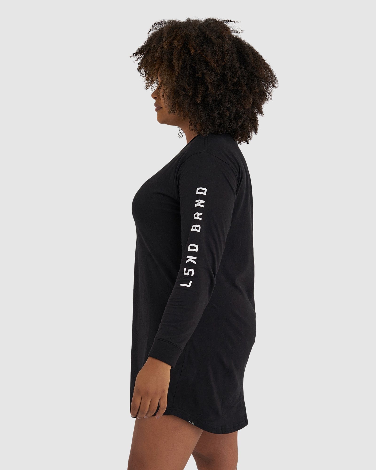 Model wearing Perspective LS Tee Dress - Black