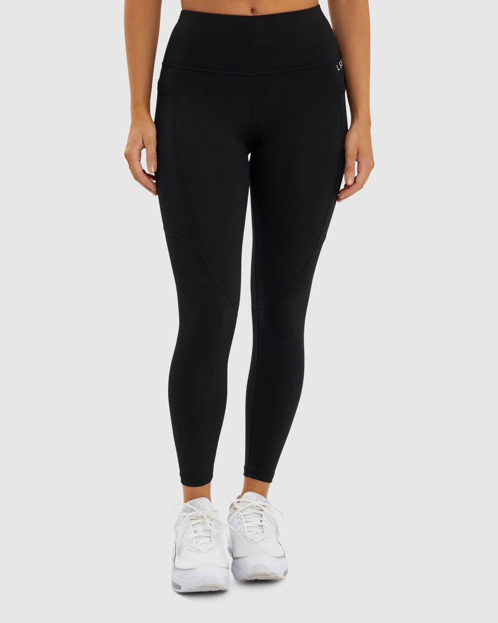 Model wearing Dash 7/8 Length Tight - Black-White