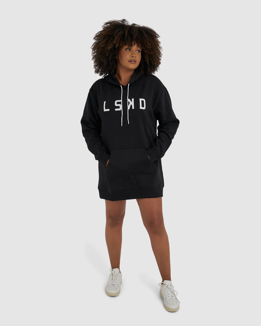 Model wearing Impression Pullover Dress - Black