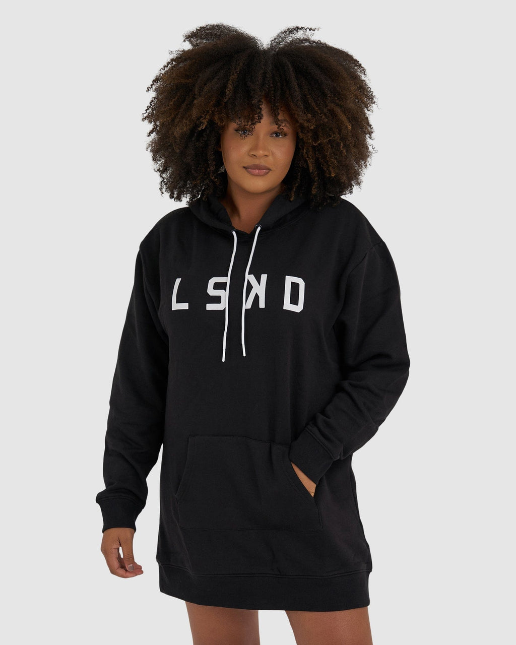 Model wearing Impression Pullover Dress - Black