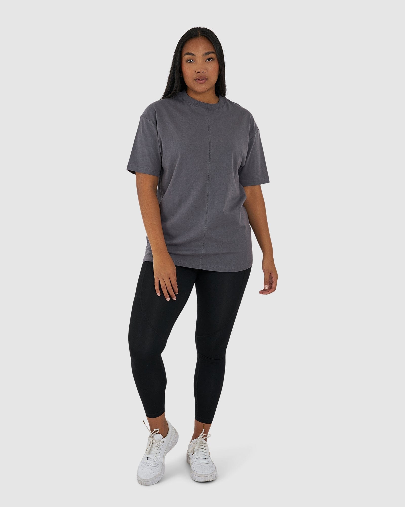 Model wearing Unisex Heavy Hitter Heavyweight Tee Oversize - Iron