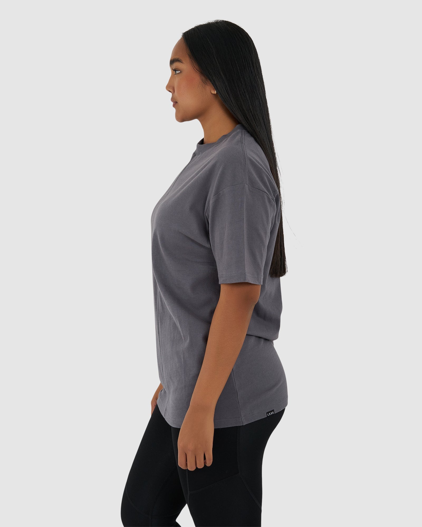 Model wearing Unisex Heavy Hitter Heavyweight Tee Oversize - Iron