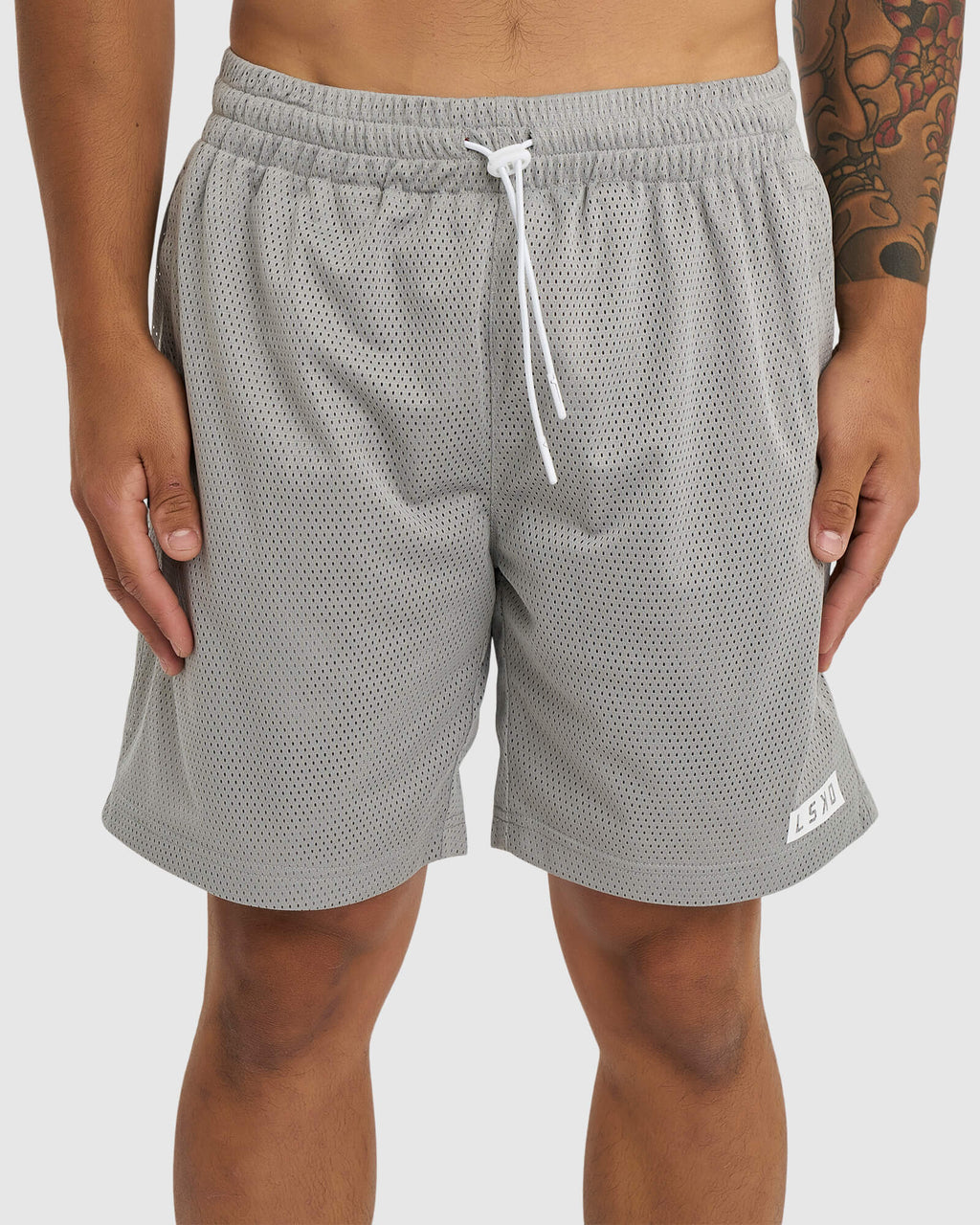 Model wearing Backboard 8" Performance Short - Alloy