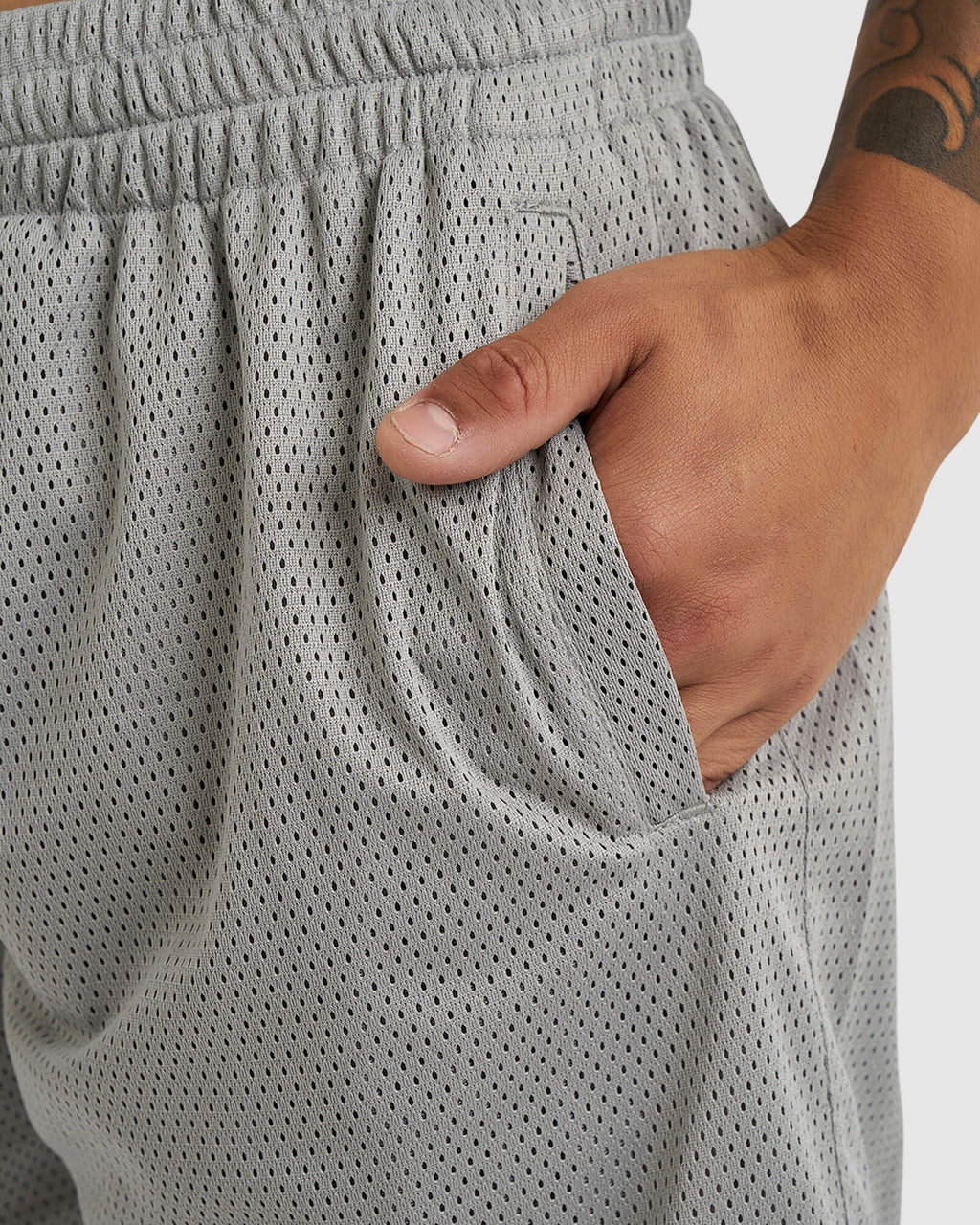 Model wearing Backboard 8" Performance Short - Alloy