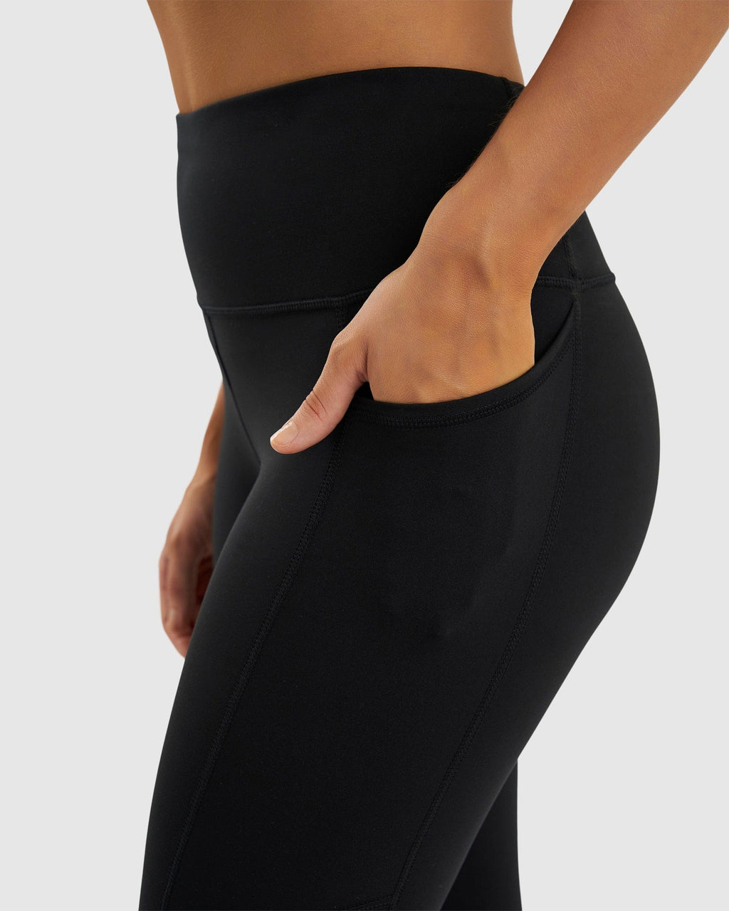 Model wearing SPRT 7/8 Length Tight - Black-Black