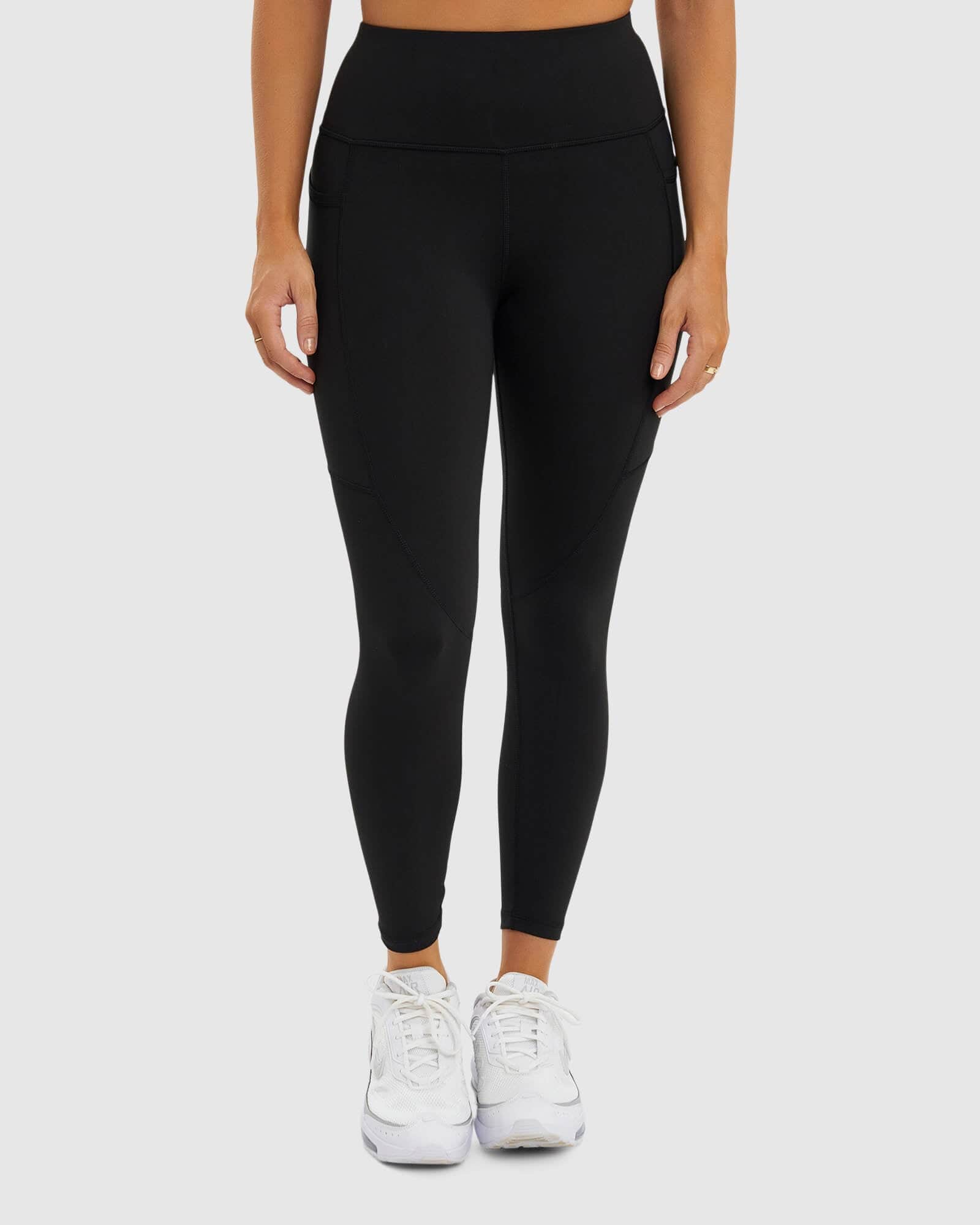 Model wearing SPRT 7/8 Length Tight - Black-Black