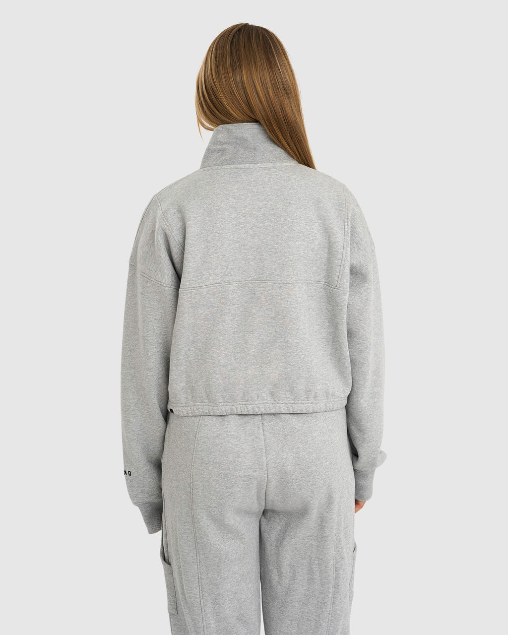 Model wearing Harley Sweater - Lt Grey Marl