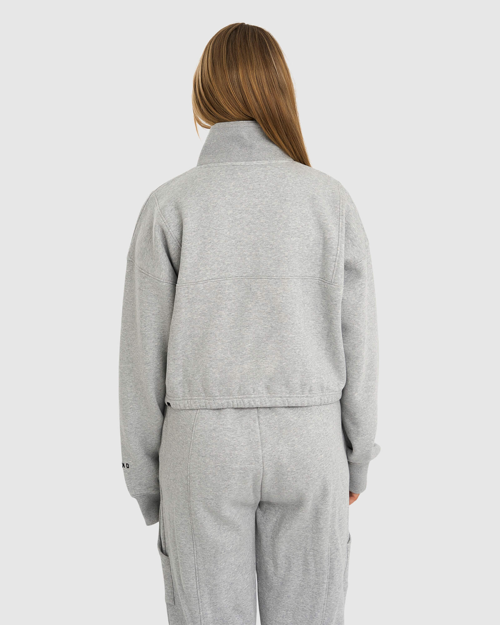 Model wearing Harley Sweater - Lt Grey Marl