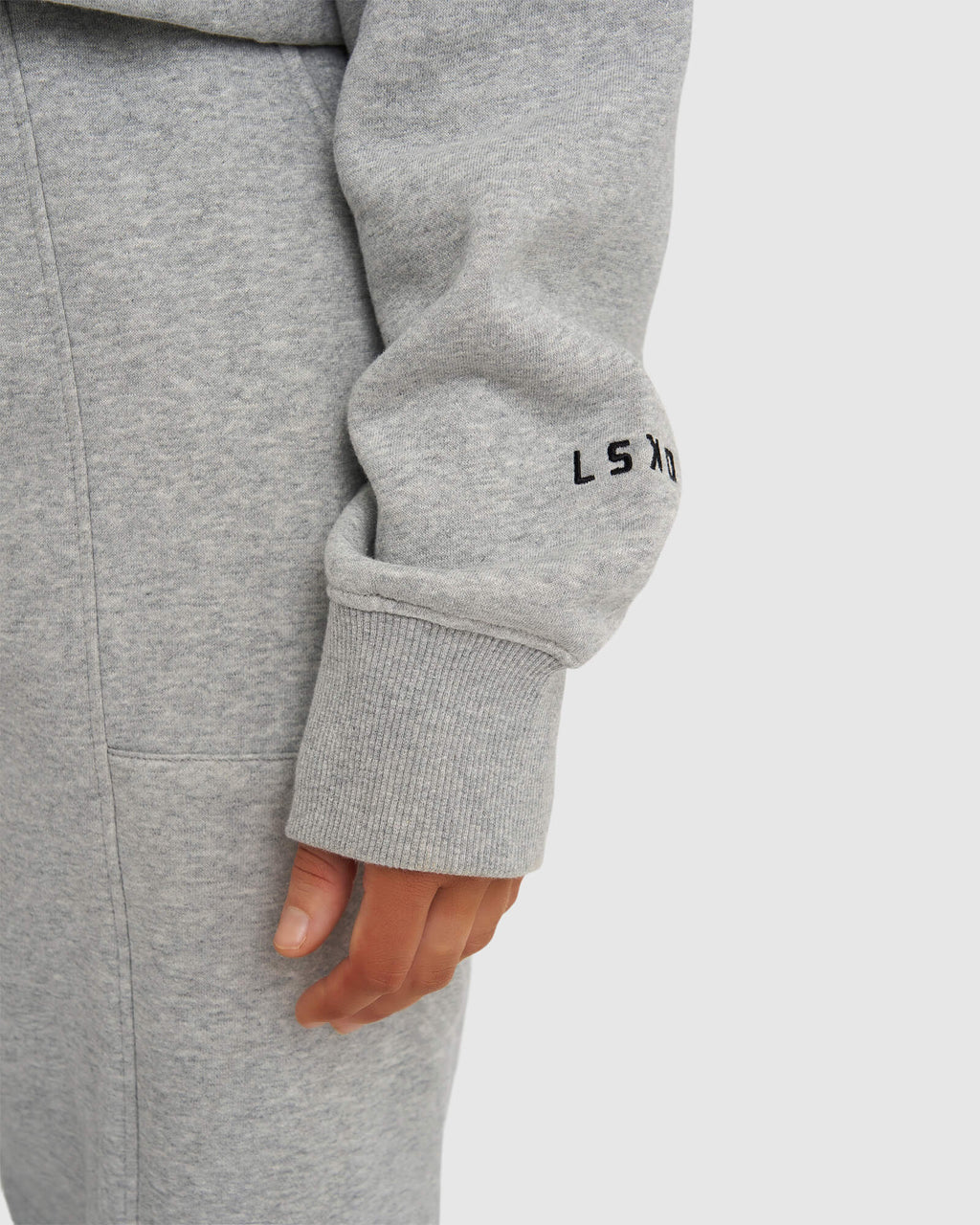 Model wearing Harley Sweater - Lt Grey Marl