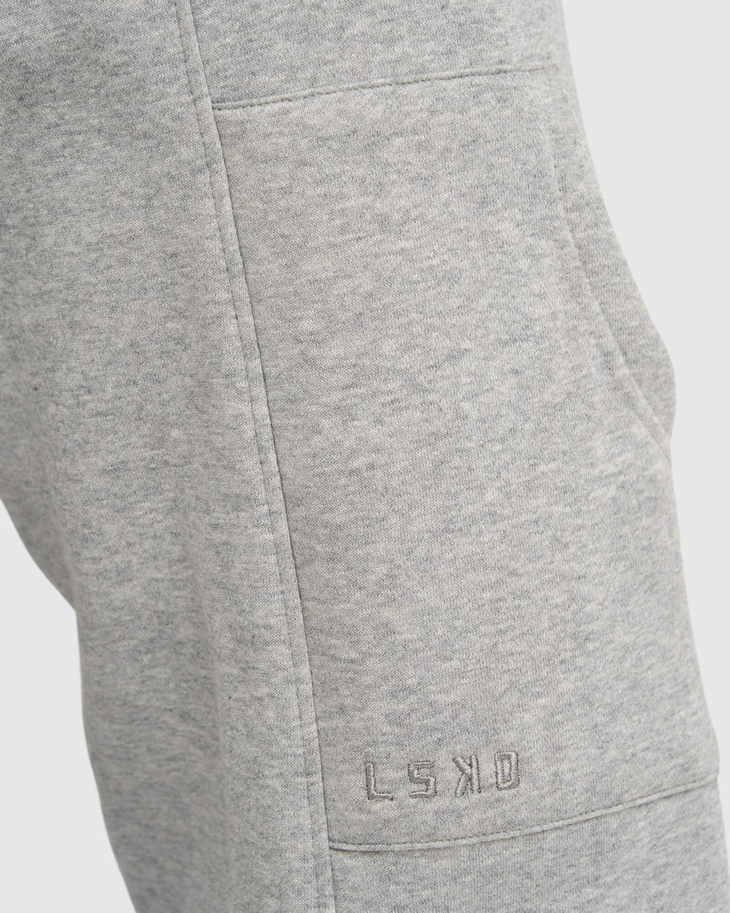 Model wearing Harley Track Pant - Lt Grey Marl