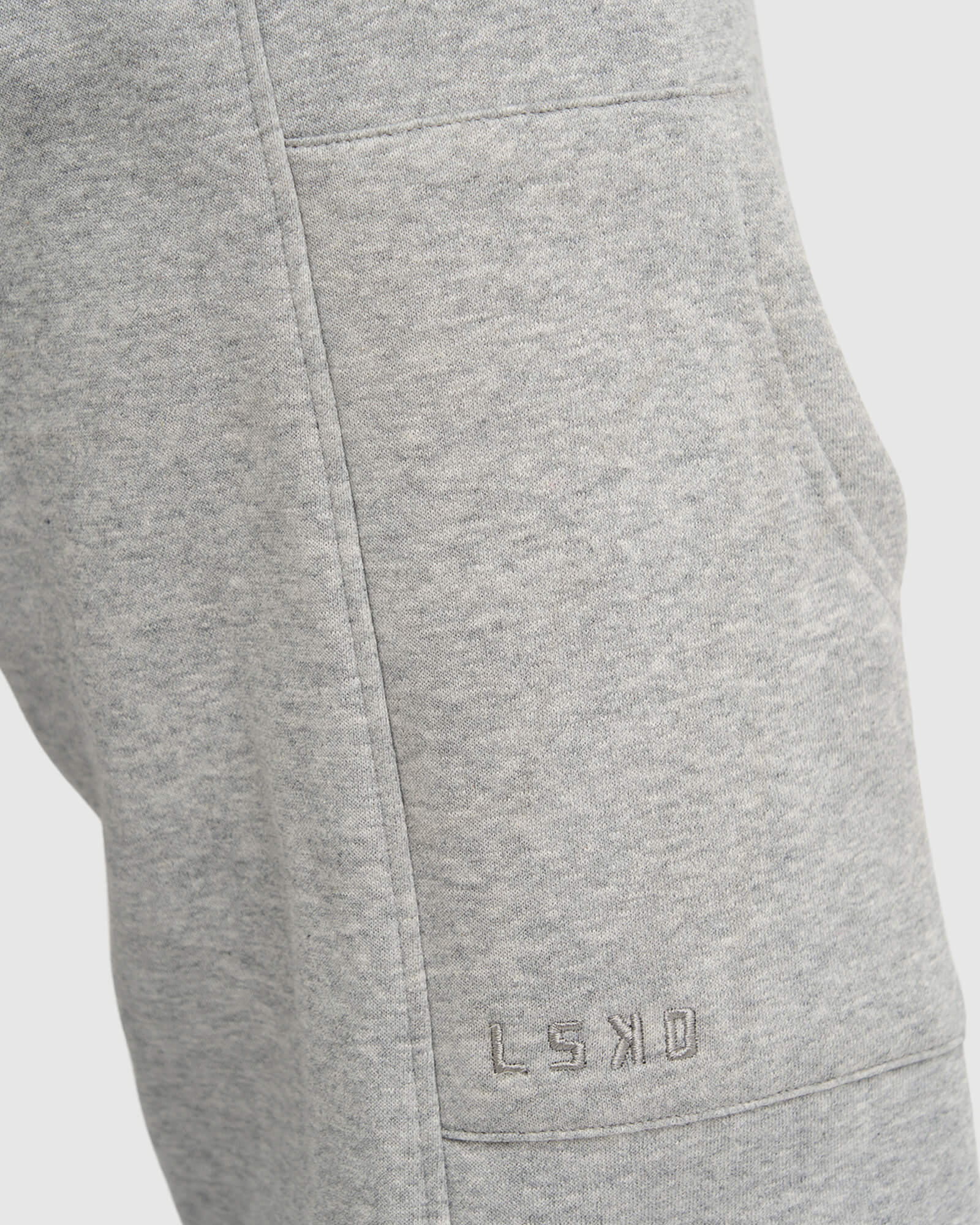 Model wearing Harley Track Pant - Lt Grey Marl