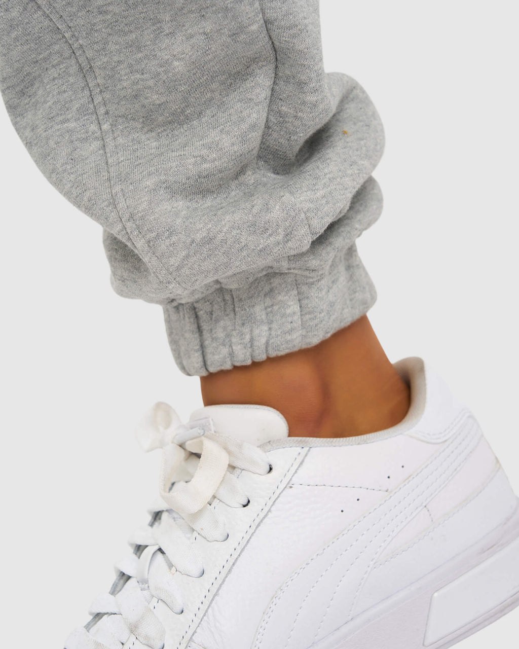 Model wearing Harley Track Pant - Lt Grey Marl