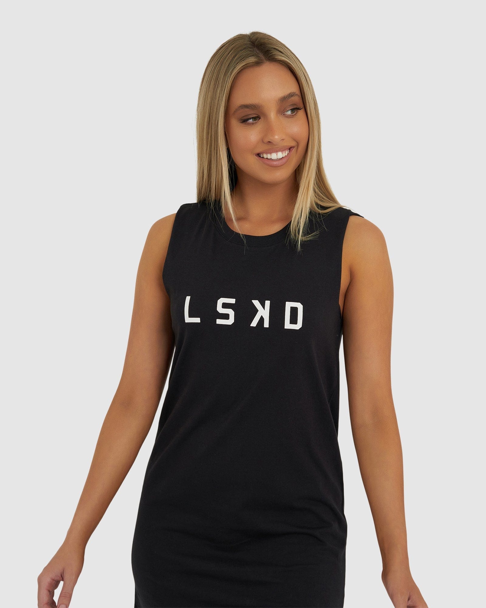 Model wearing Structure Dress - Black