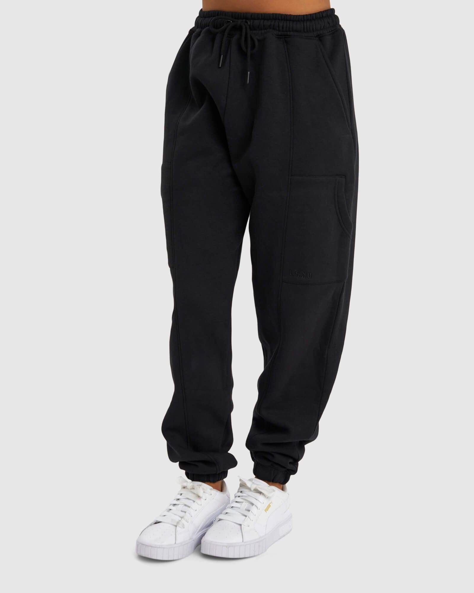 Model wearing Harley Track Pant - Black