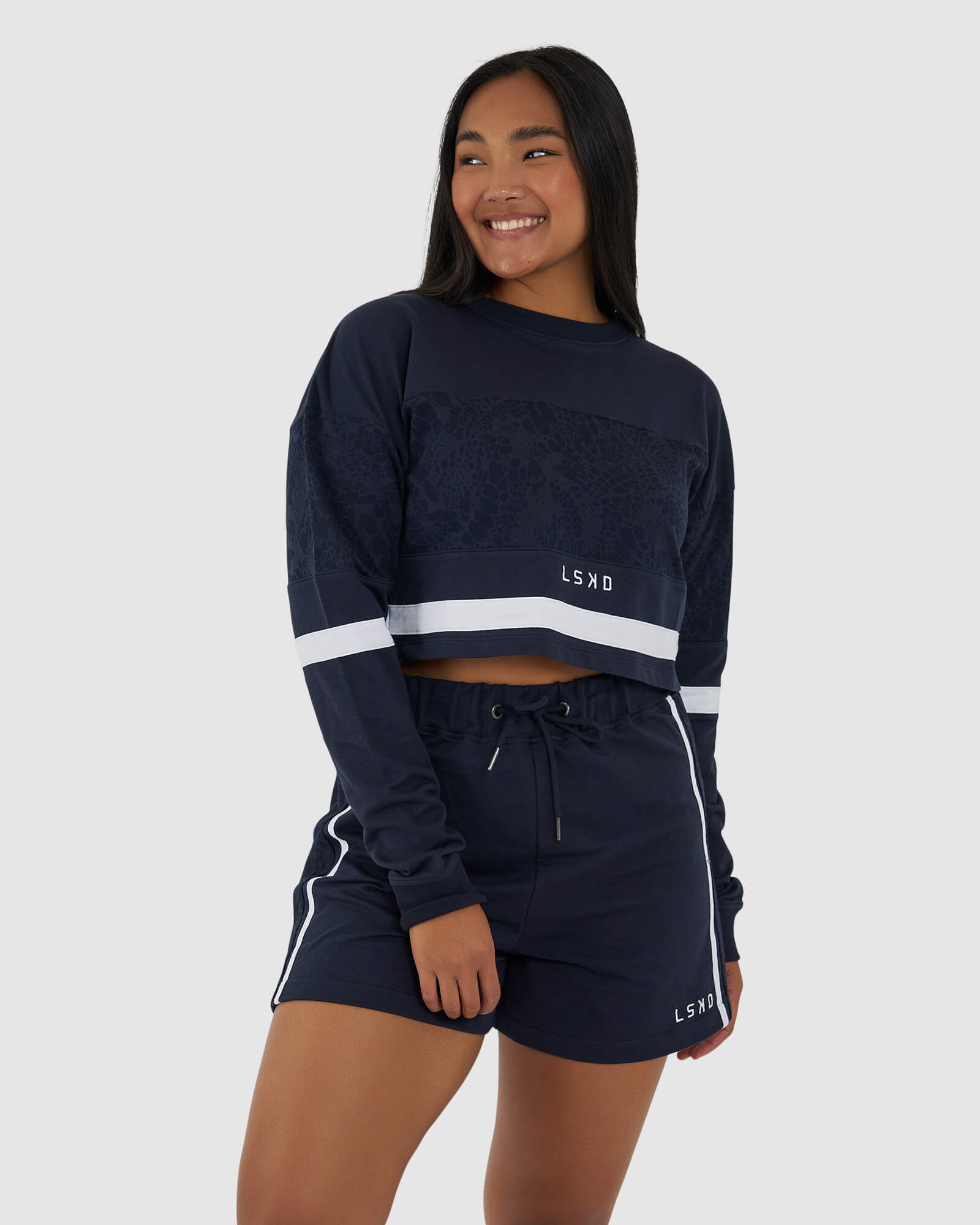 Model wearing Whitney Sweater - Navy Mamba